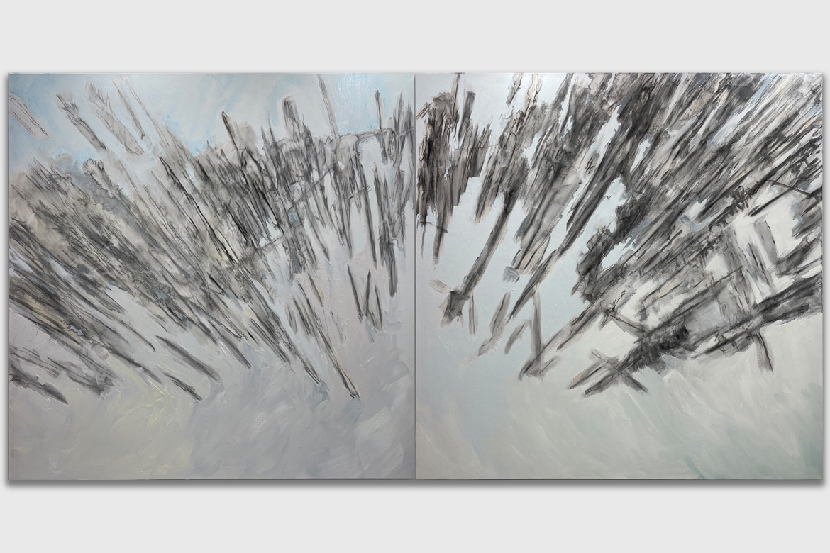 Ann Morgan, Burn Series, Burn I, Oil and Graphite on Canvas, 60