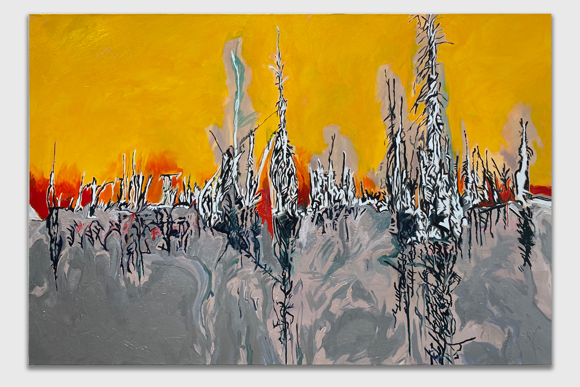 Ann Morgan, Burn Series, Burn I, Oil and Graphite on Canvas, 60